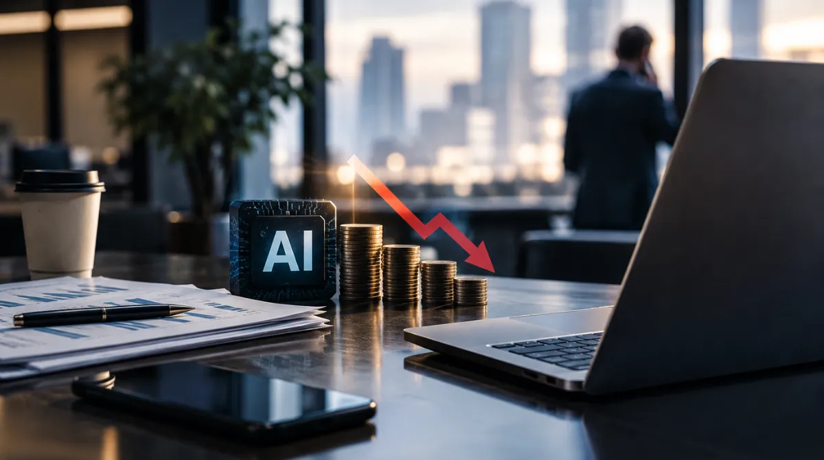usiness executive reviewing artificial intelligence costs and company budgets in a modern office