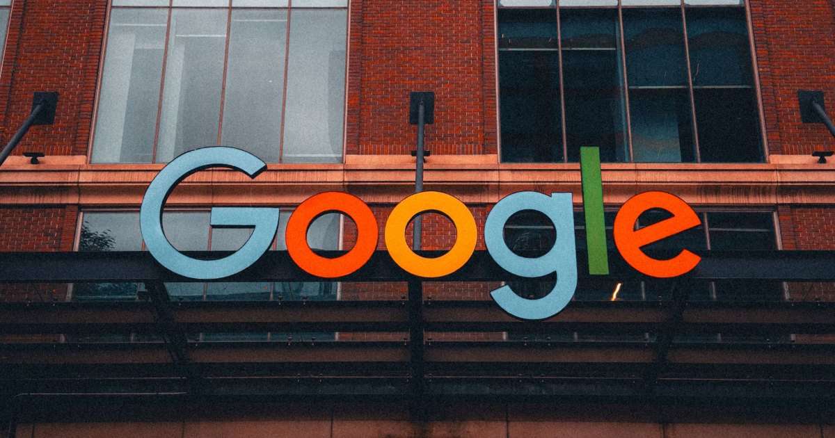 Google logo on a brick office building